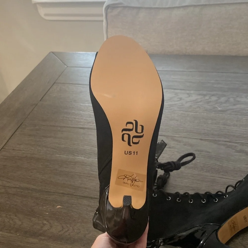 NWT BURJU Shoes Under The Influence Open Toe Lace Up Buckle Ankle Boots | 11 - Picture 8 of 11